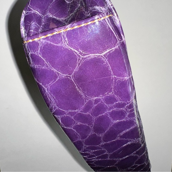 Maxx NY Y2K purple gold shoulder bag faux crocodile alligator pockets keychain - Picture 10 of 15